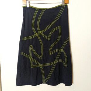 Y2K Embroidered Skirt Boho Festival Avatar Hippy Jersey Stretch Boho Vintage